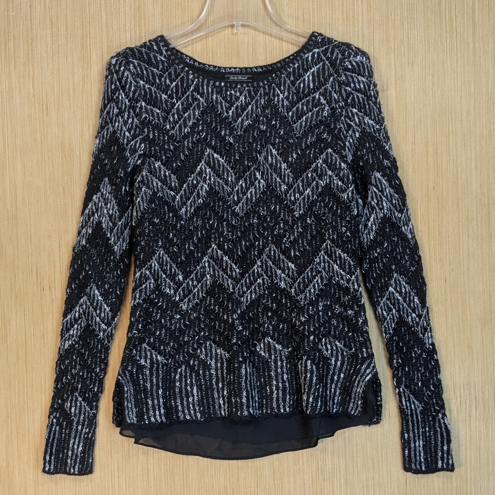 Lucky Brand Top Wool‎ Mohair Blend Black Sparkle Knit Career Chic Women's Small